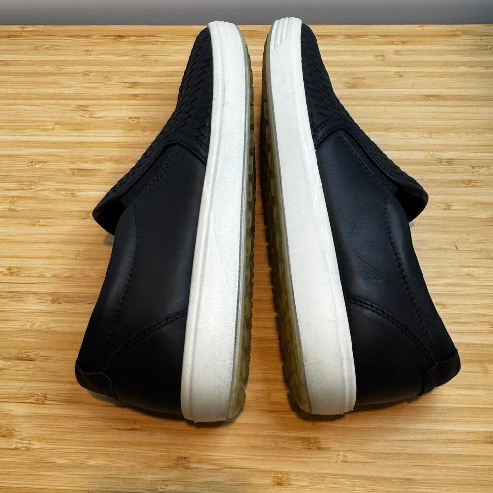 ECCO Soft 7 Woven Slip-On Sneakers Black Leather EU 39 US 8-8.5 Comfort - Picture 8 of 16